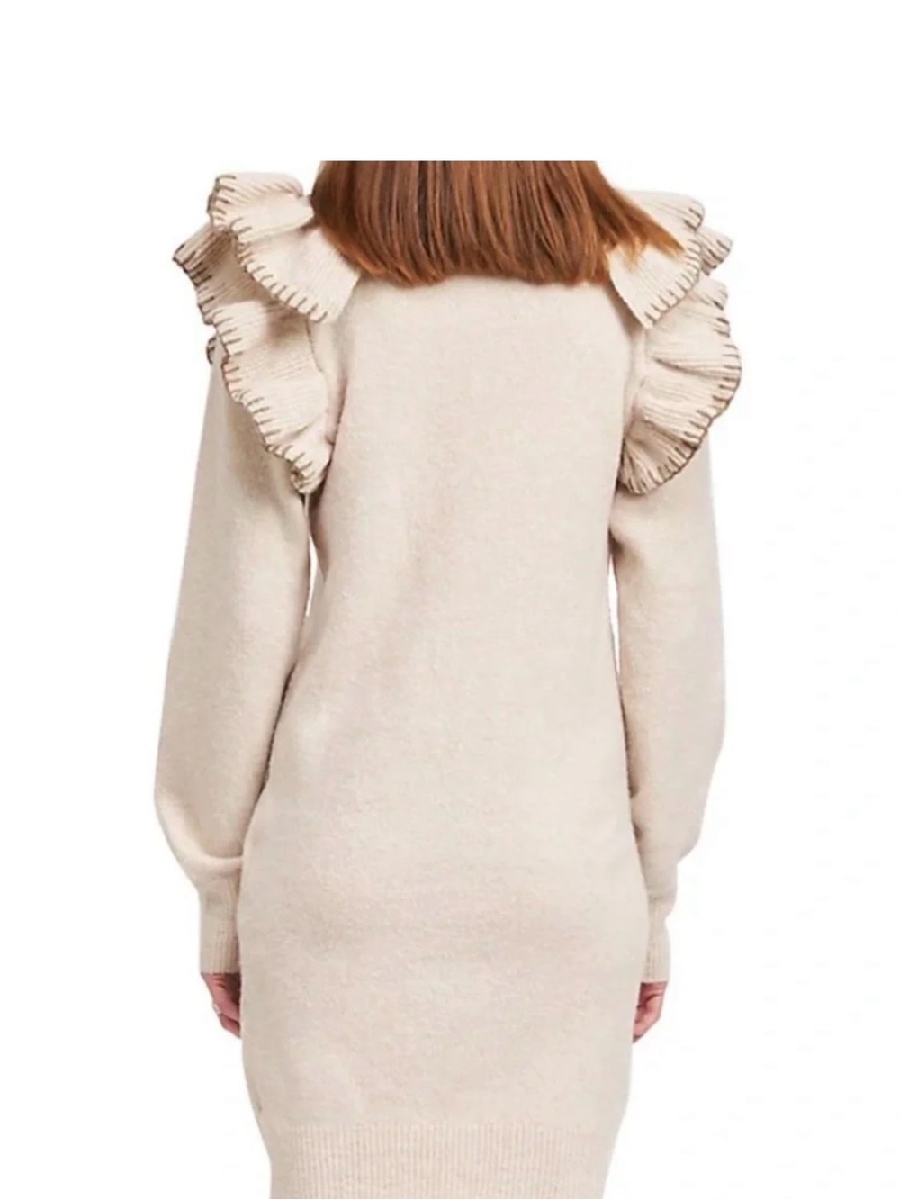En Saison Beige Ruffled Sweater - Picture 2 of 10